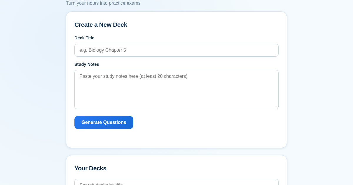 ExamGenius — Turn Your Notes Into Practice Exams
